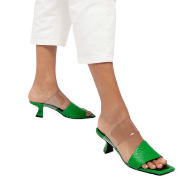 Viola green leather sandals from Mercedes Castillo - Picture 7 of 14